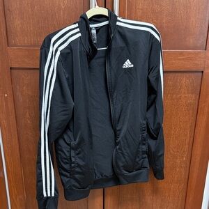 adidas Black Track Jacket with White Three-Stripe Detail